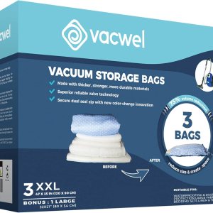 Paquete de 3 bolsas XXL de almacenamiento al vacío, bolsas ahorradoras de espacio para almacenamiento de ropa, edredones XL, cubrecolchón, 3 bolsas Paquete de 3 bolsas XXL de almacenamiento al vacío, bolsas ahorradoras de espacio para almacenamiento de ropa, edredones XL, cubrecolchón, 3 bolsas