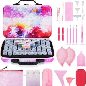 Fixm Contenedor de almacenamiento de pintura de diamante, 60 ranuras para accesorios de pintura de diamantes y caja de almacenamiento portátil de Fixm Contenedor de almacenamiento de pintura de diamante, 60 ranuras para accesorios de pintura de diamantes y caja de almacenamiento portátil de