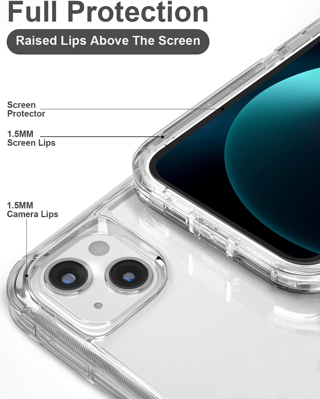 Funda para iPhone 13 con 2 protectores de pantalla, resistente grado militar, protección de cuerpo completo, a prueba de golpes, a prueba de caídas,