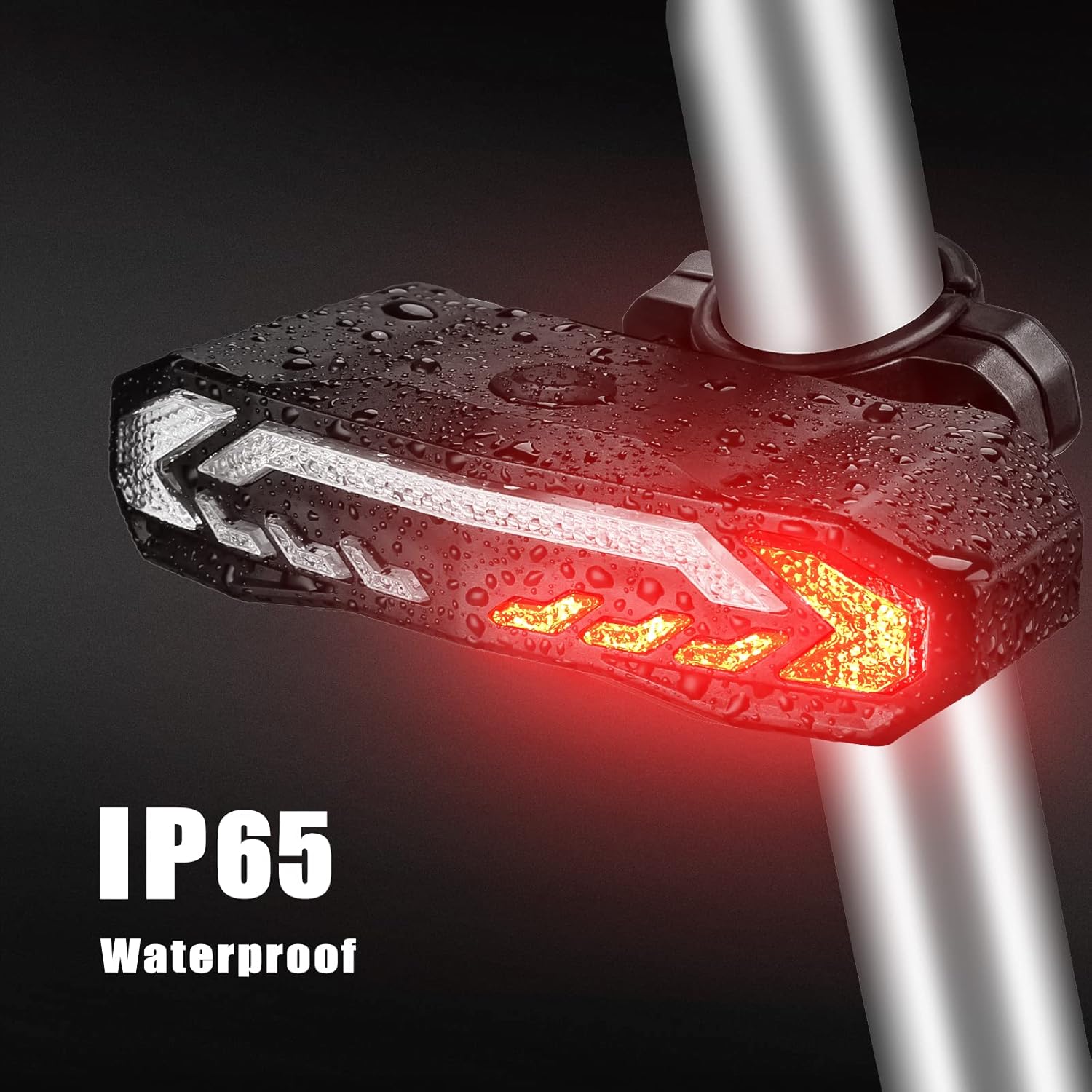 WSDCAM Luz trasera inteligente para bicicleta con señales de giro y luz de freno, bocina de alarma de bicicleta con control remoto, encendidoapagado