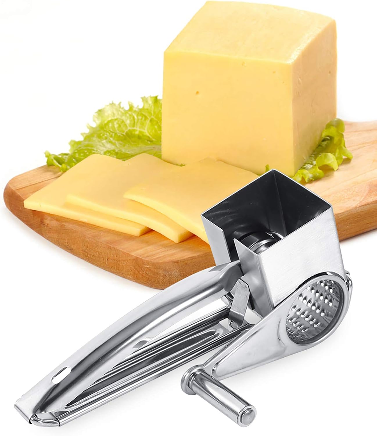 CHICIRIS Rallador de queso rotativo, rallador manual de queso de acero inoxidable, multifuncional manual de mano, triturador de queso, cortador para