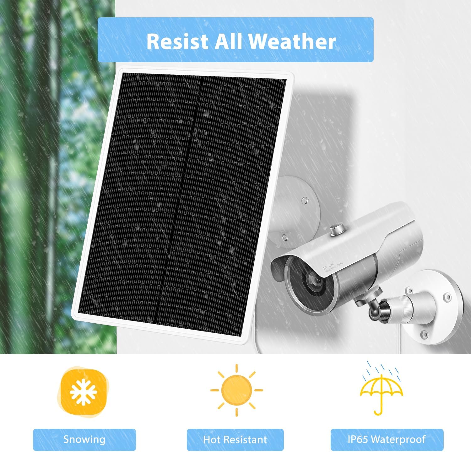 LP Panel solar de 6 W para cámara de seguridad inalámbrica para exteriores, compatible con cámara de vigilancia alimentada por batería recargable,
