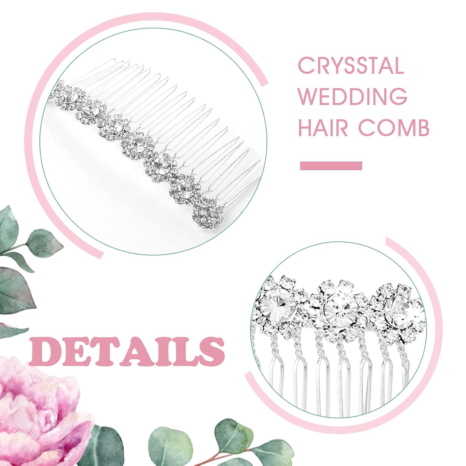 4 peines para el cabello con diamantes de imitación, piezas de pelo de boda, peine de pelo de novia, peine lateral, pinzas para el cabello,