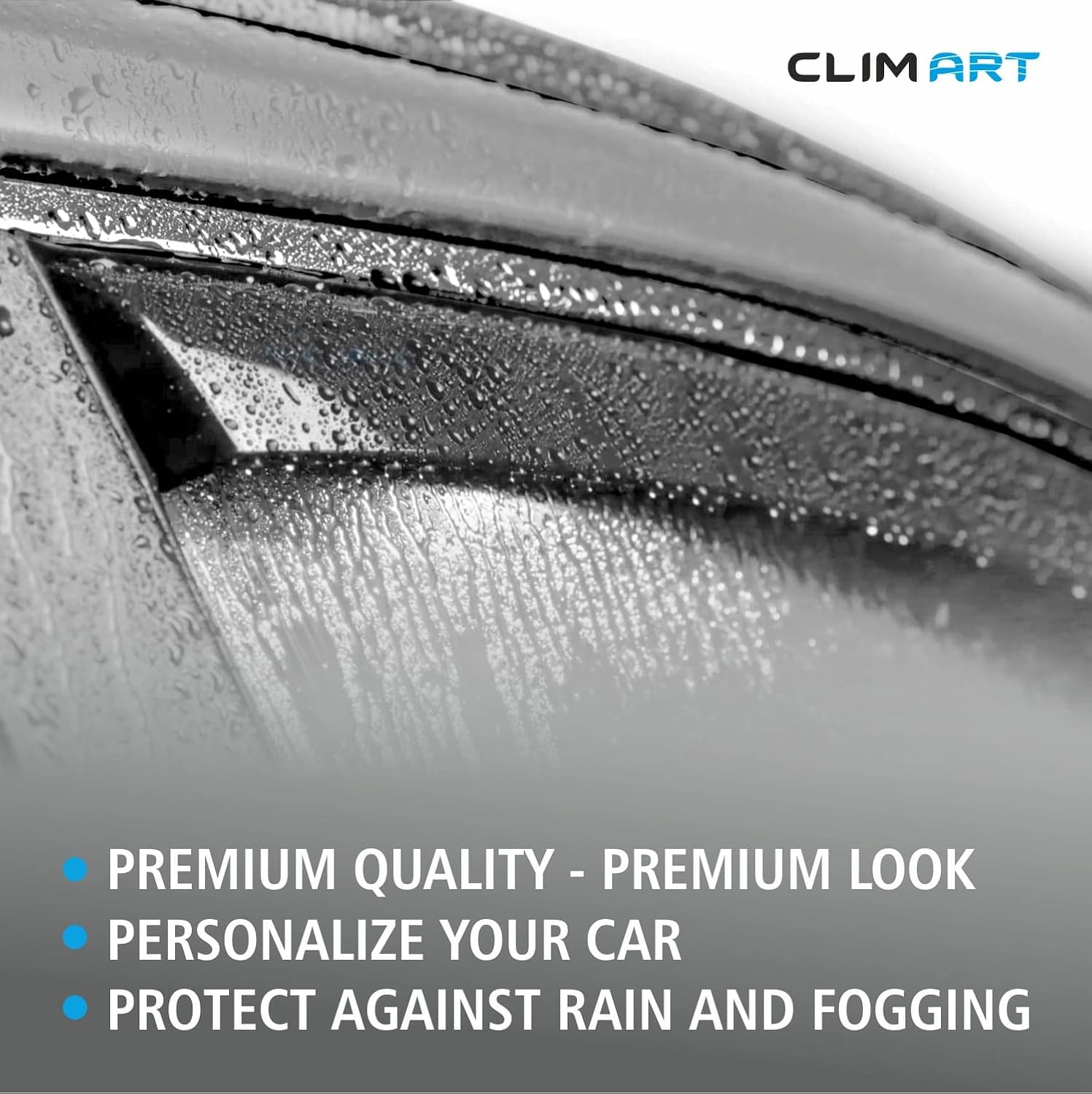 CLIM ART Protectores de lluvia increíblemente duraderos con ribete cromado para Dodge Ram 1500 2019-2024 Crew Cab, deflectores de ventana con cinta