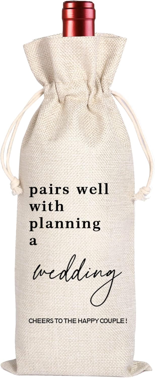 Bolsa de vino para regalos de boda, bolsa de vino de compromiso, regalo de compromiso, regalo de planificación de boda, combina bien con la
