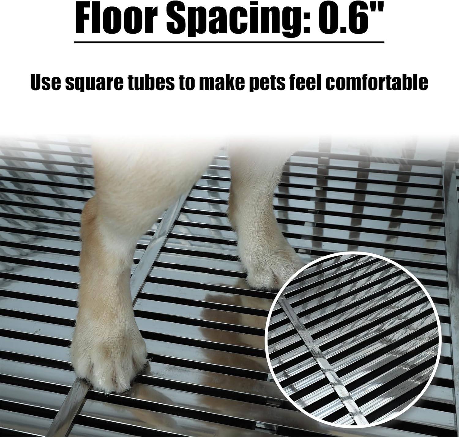 Confote Jaula de acero inoxidable resistente de 47 pulgadas para perros, indestructible, de alta ansiedad, indestructible y a prueba de escape, para