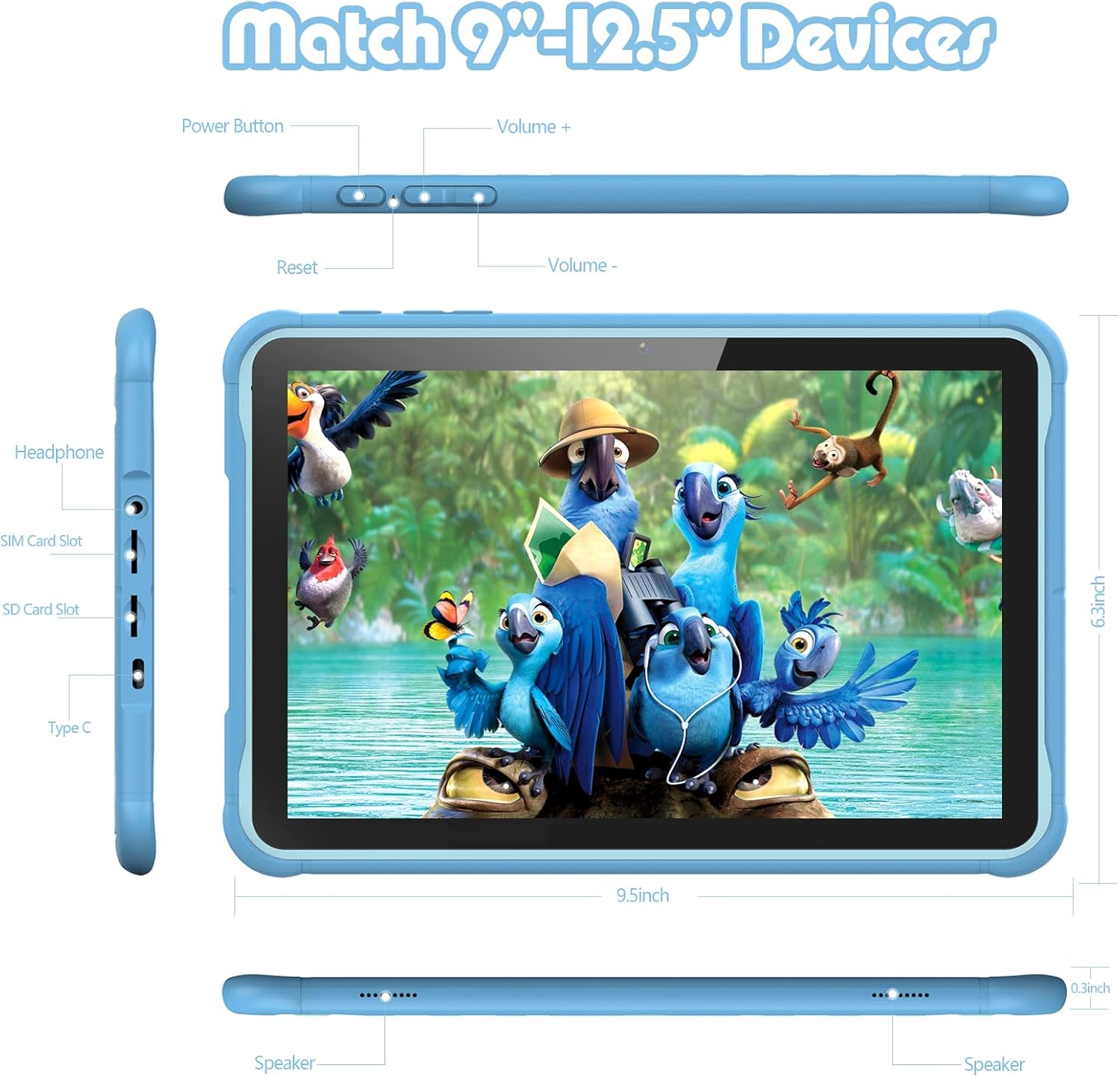 PRITOM Android 10 Go, tablet infantil de 10 pulgadas, control parental, 6000 mAh, tableta de teléfono 3G, procesador de cuatro núcleos, 2 GB de RAM,
