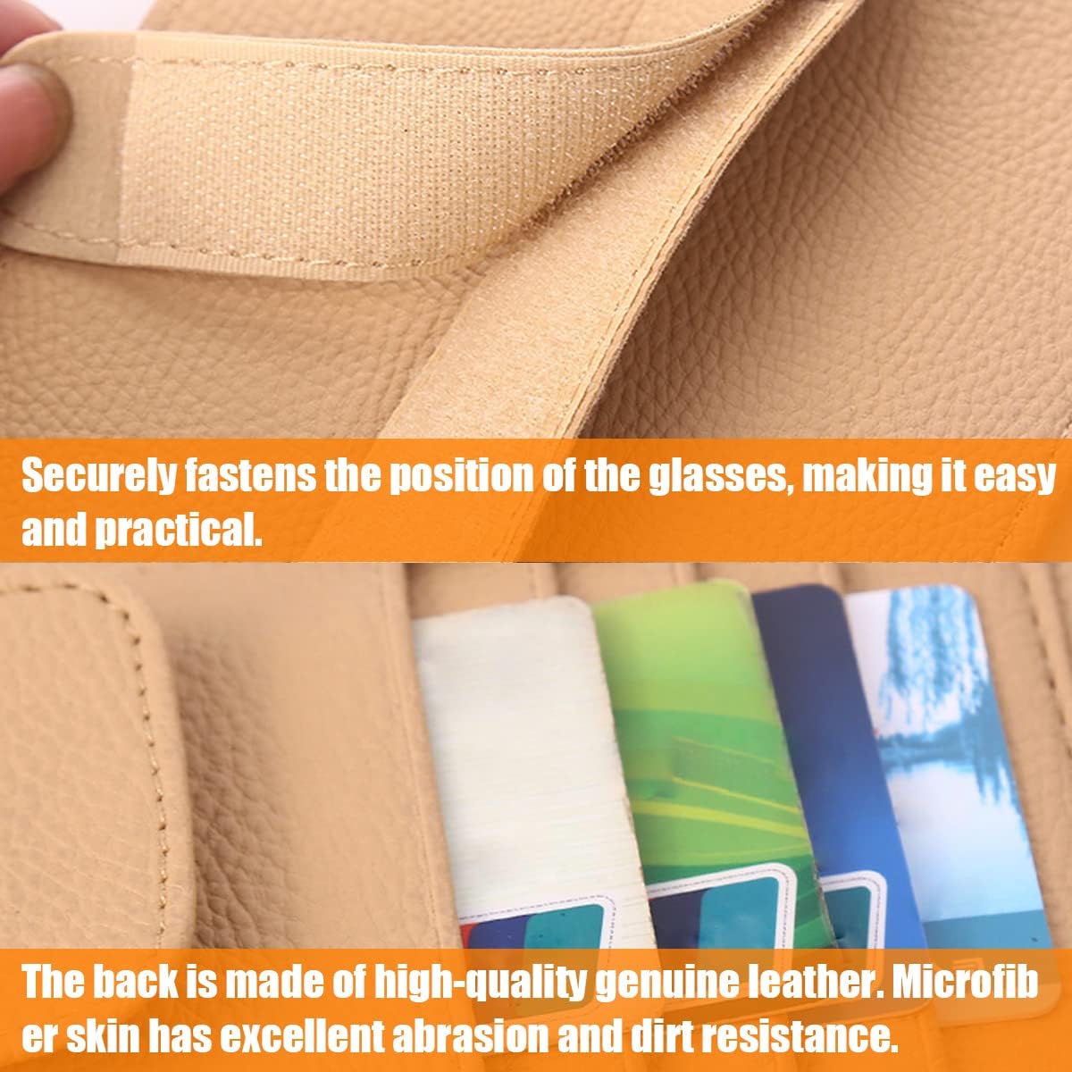 Blilo Organizador de cuero para visera de automóvil con soporte para lentes de sol, clip multifuncional para tarjetas de crédito y billetes y