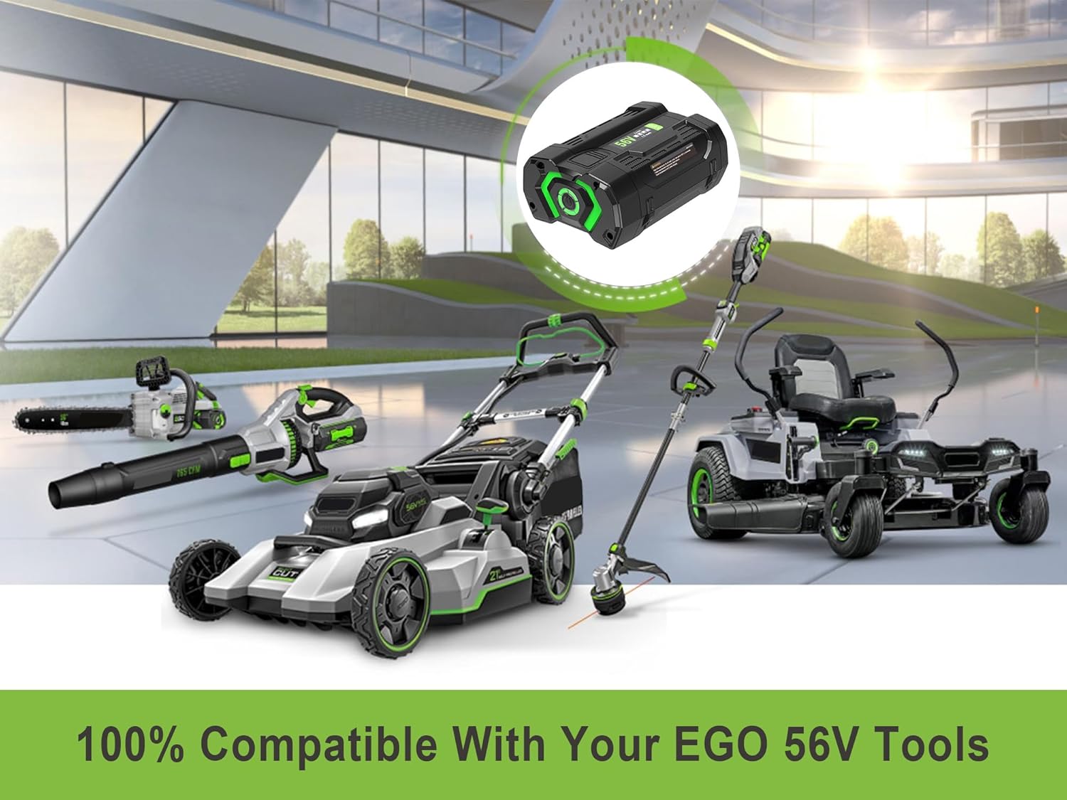S SKSTYLE Reemplazo de batería de 3.0Ah para EGO 56V BA1400T compatible con todas las herramientas Power 56V EGO Power+, batería con indicador de