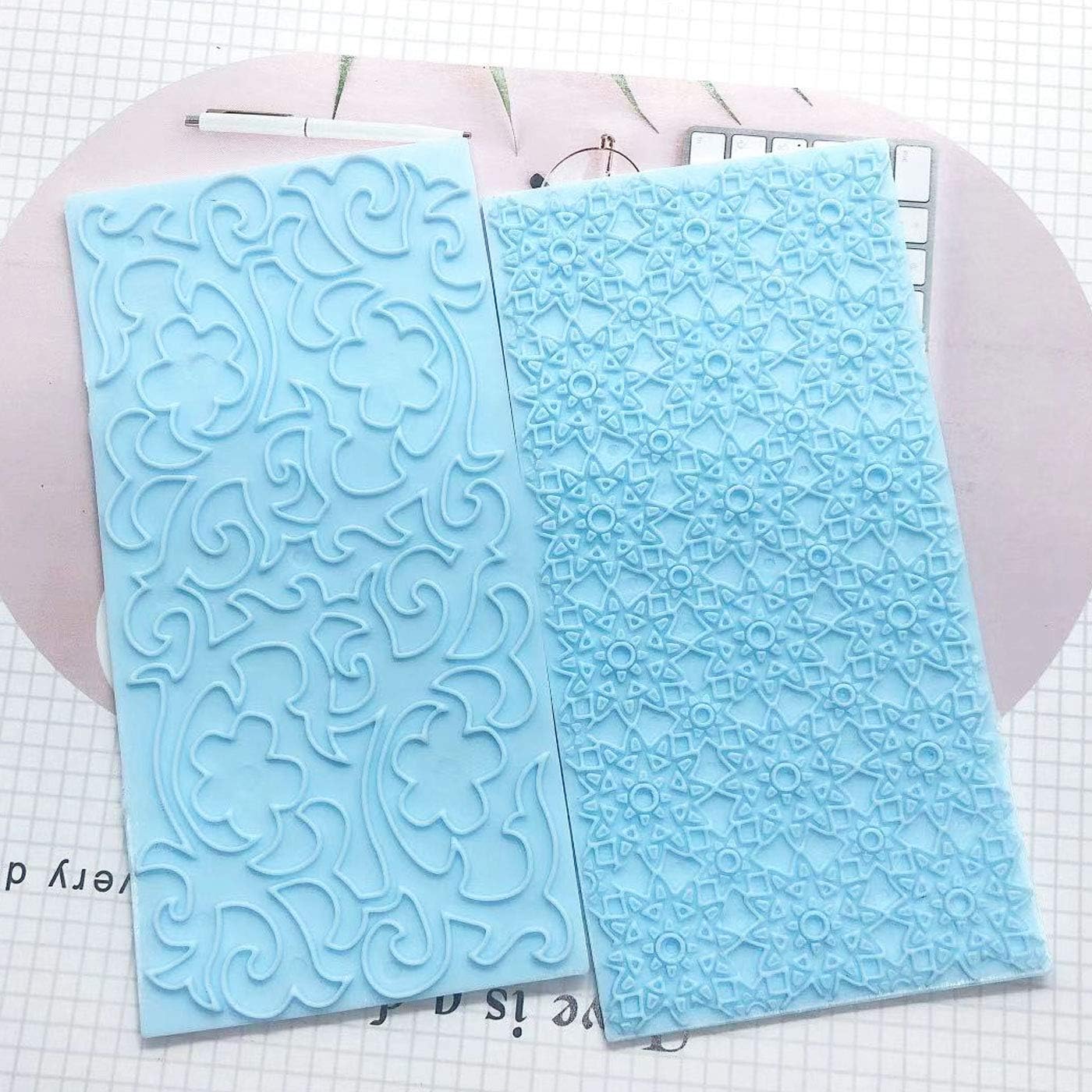 Juego de 6 alfombrillas de impresión de fondant, juego de moldes para decoración de tartas, corteza de árbol en relieve, diseño de textura de