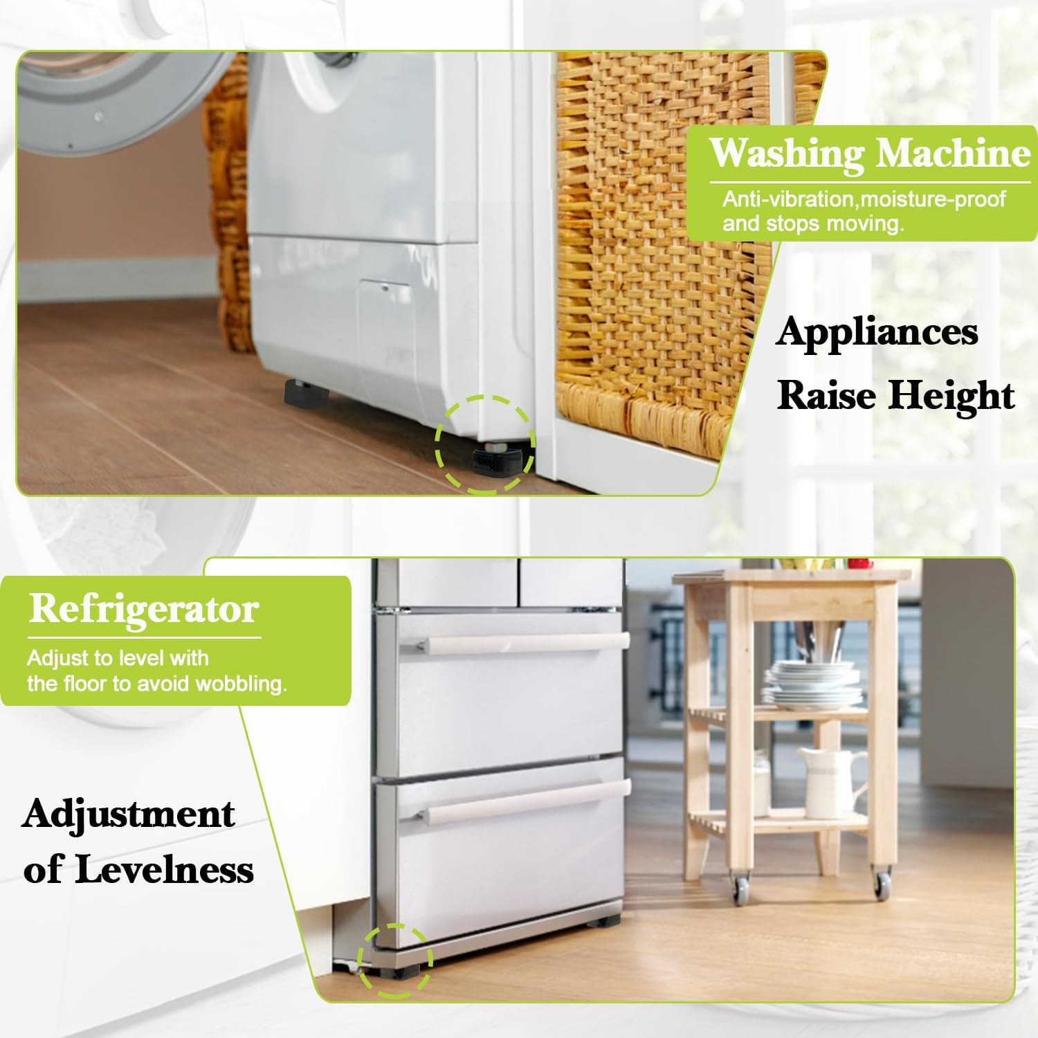 Yookwutar Paquete de 4 elevadores de muebles de 1 pulgada, elevadores de cama ajustables resistentes para mesa, escritorio, sofá, gabinete, patas de