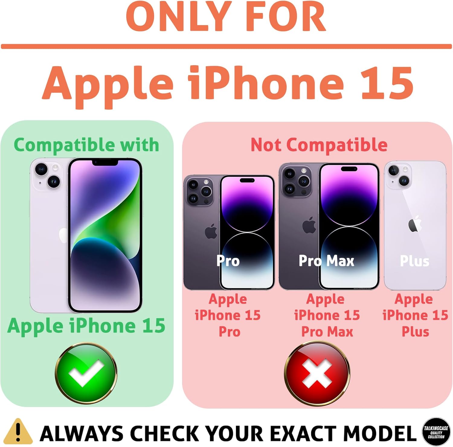 Talkingcase Funda híbrida compatible con Apple iPhone 15 (no 15 Plus), elegante y duradera, estampado de huellas de color 2, parte trasera de