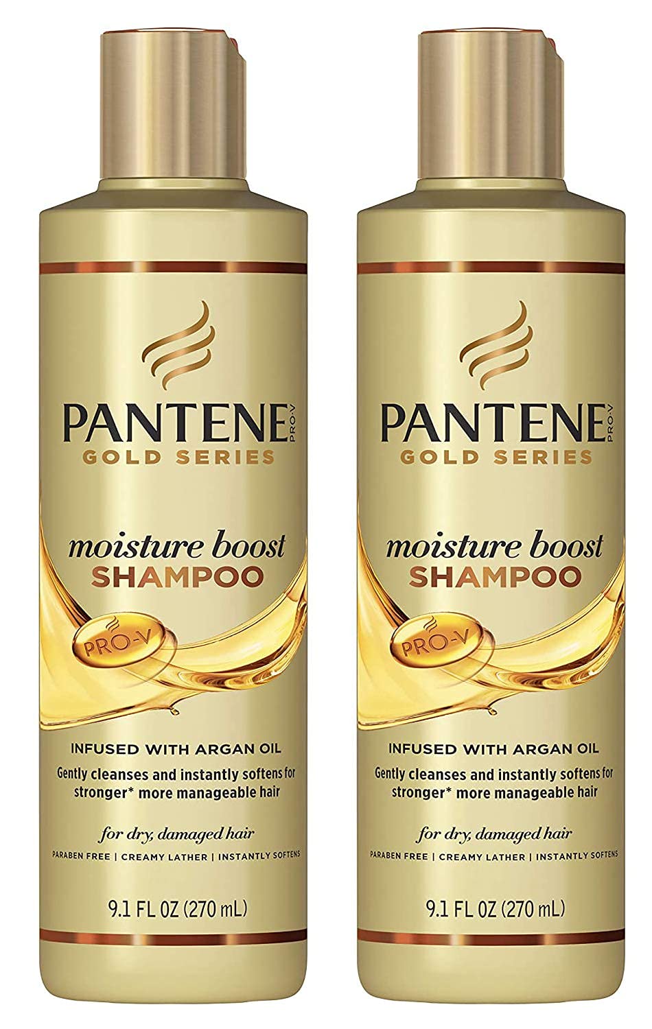 Pantene Gold Series Champú Moisture Boost 9.1 oz (9.1 fl oz) (paquete de 2)
