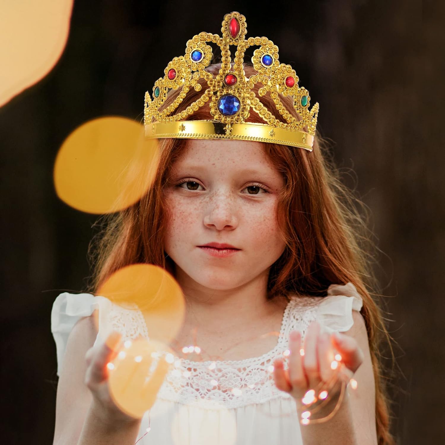 Ipetboom Juego de 4 coronas, corona de oro con diamantes de imitación, corona de rey y reina, corona de cumpleaños para fiesta, accesorios de