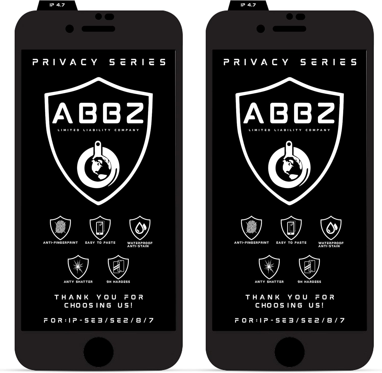Privacy Series iPhone SE3SE287 4.7″ Protector de pantalla de vidrio templado dureza 9H (anti-roturas, adhesivo completo, impermeable, antimanchas,