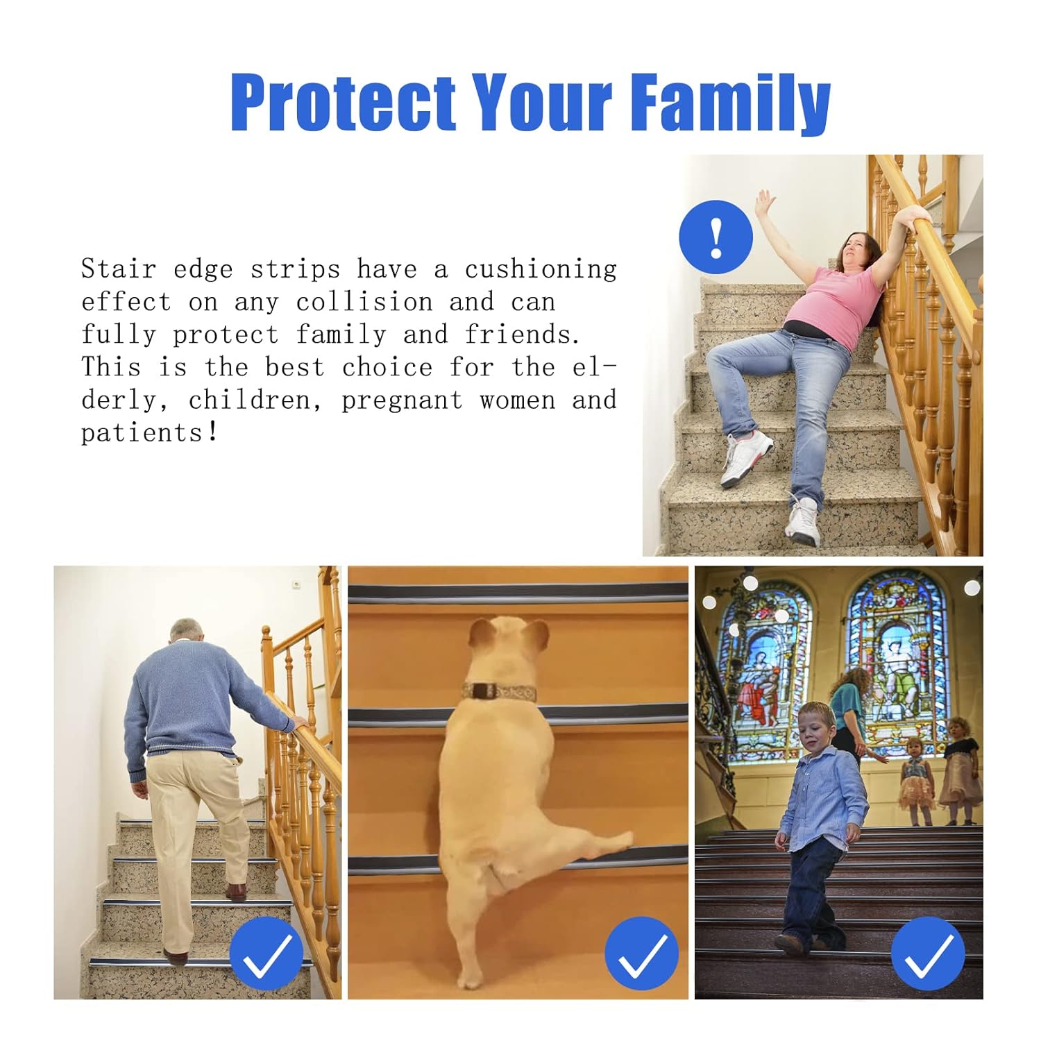 Socein Protector de vinilo para escaleras, protector autoadhesivo para borde de escalera, borde de escalera, antideslizante e impermeable, escaleras
