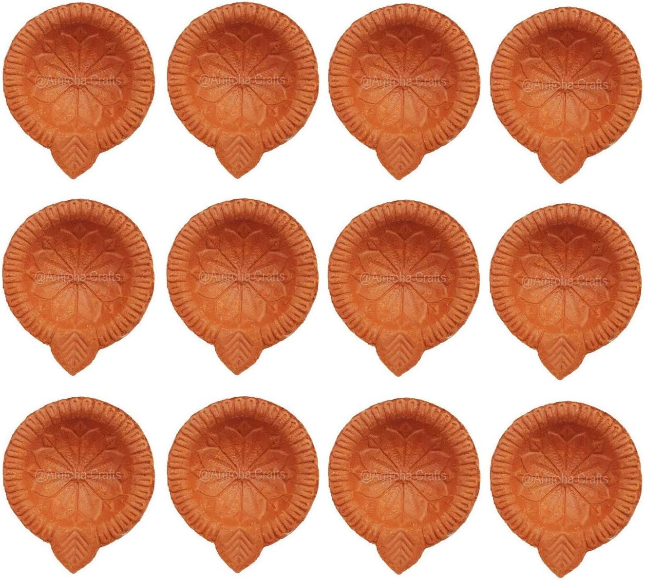 Diya Juego de 12 piezas de arcilla hecha a mano para DiwaliDeepawali regalodecoracioneslámpara de aceite de tierra naturalDiyas tradicionales para