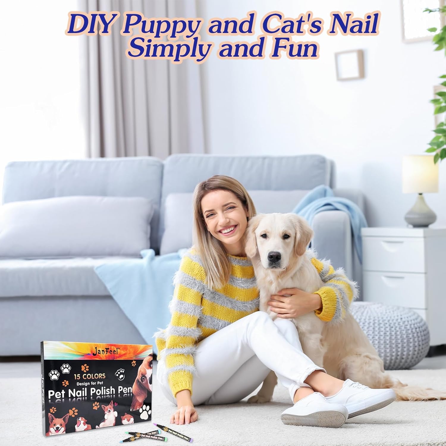 Bolígrafos de esmalte de uñas para perro, 15 colores, juego de esmaltes de uñas para mascotas, secado rápido, seguro para mascotas, esmalte de uñas
