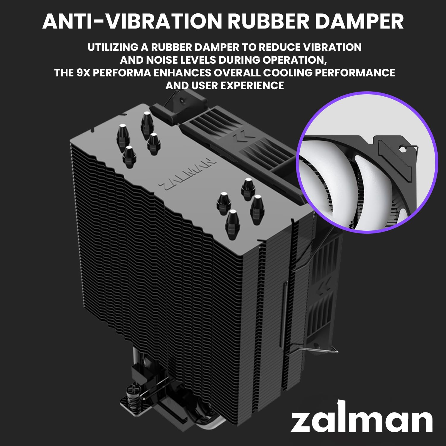 Zalman CNPS9X Performa ARGB Ventilador de aire para CPU  Conector de 5 V de 3 pines  TDP de 180 W  Ventilador de 4.724 in  4 tubos de calor de tacto