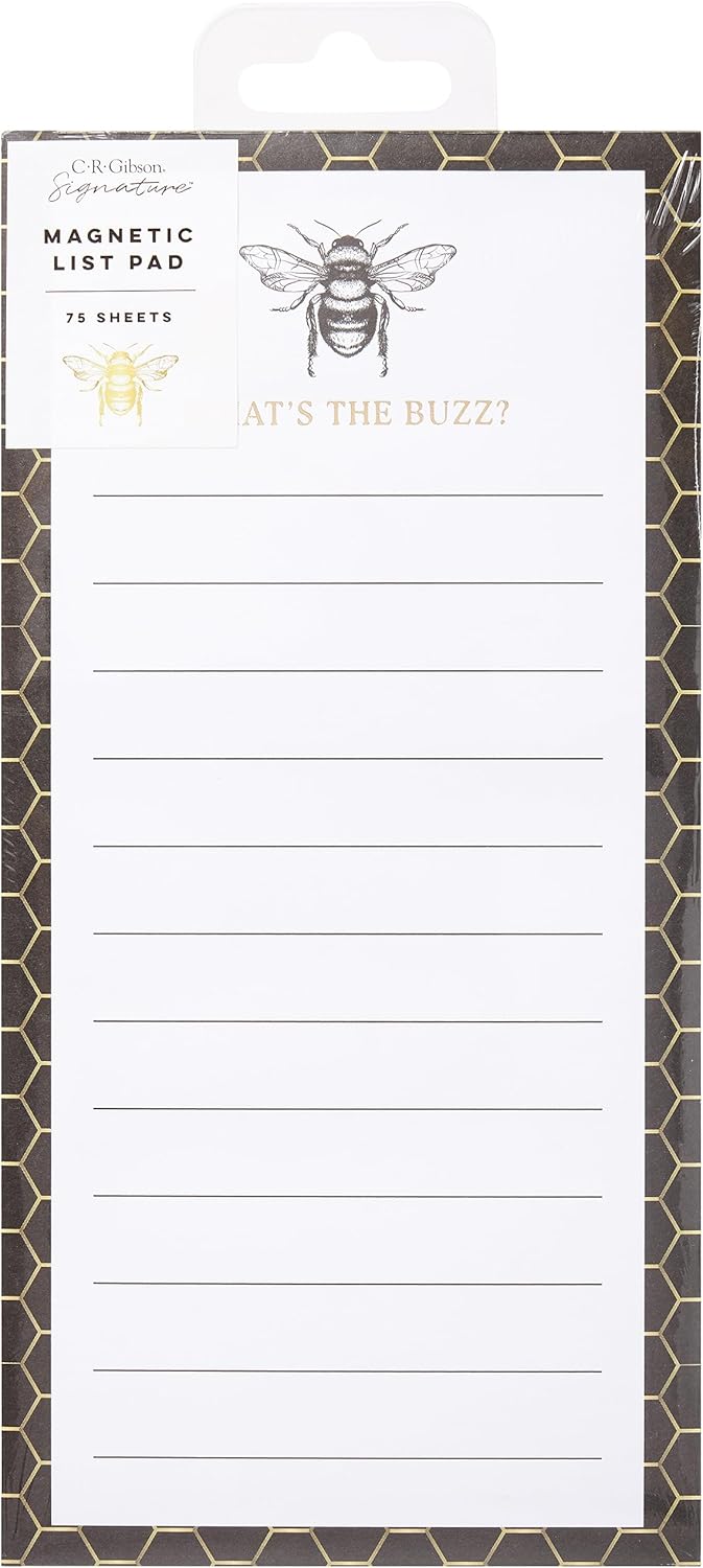 C.R. Gibson Bloc magnético de lista de notas de Honeycomb Hive ‘What’s The Buzz’ (CM1-25361)