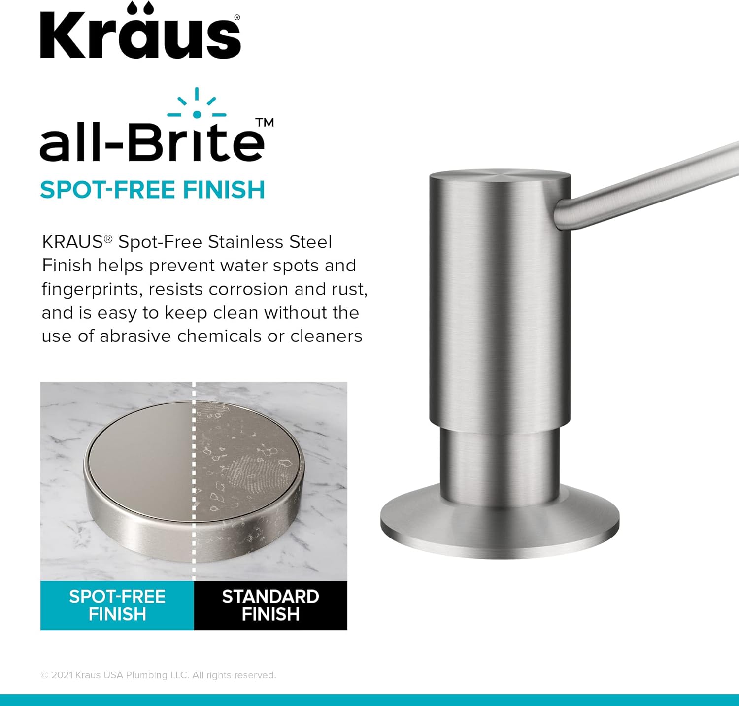 KRAUS Dispensador de jabón y loción de cocina en acero inoxidable sin manchas, KSD-41SFS