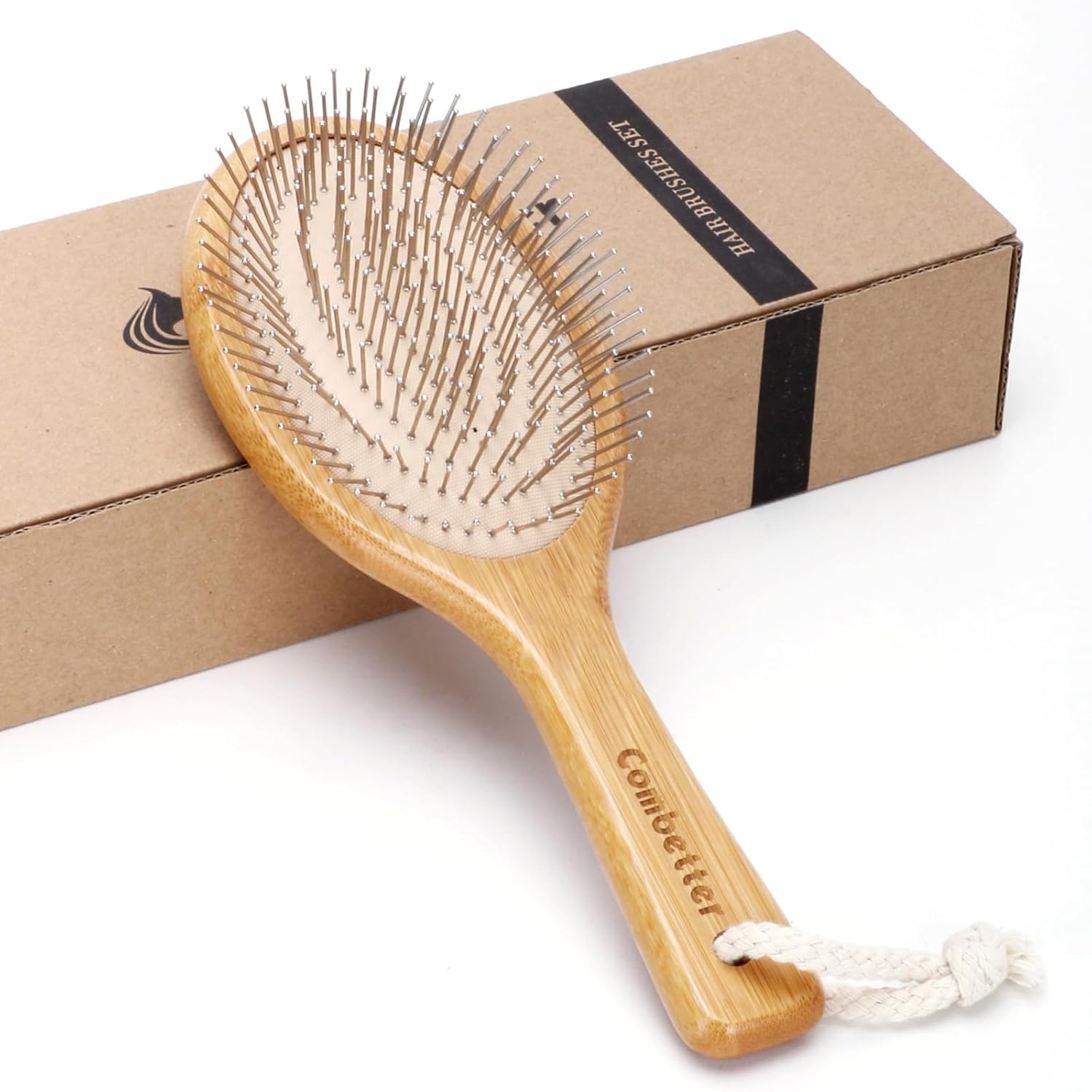 Cepillo de pelo de bambú, alisar el cabello y masajear el cuero cabelludo, cepillo antiestático desenredante, peine de madera natural ecológico con