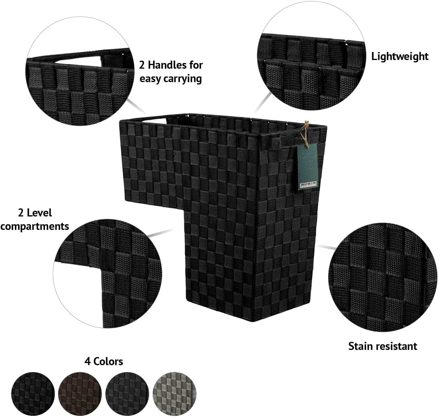 Cesta de escalera con asas para alfombras y escaleras de madera Nylon tejido (gris oscuro) – HomeModele
