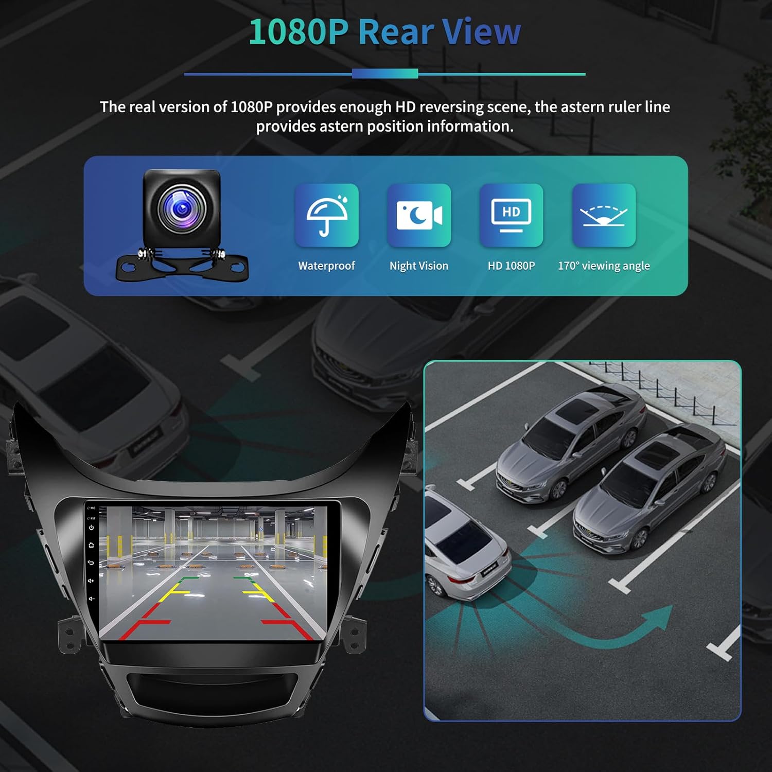 5GWIFI 4G+32G Android 13 Radio estéreo de coche para Hyundai Elantra 2011 2012 2013,9.2 ” pantalla táctil radio de coche con inalámbrico Carplay