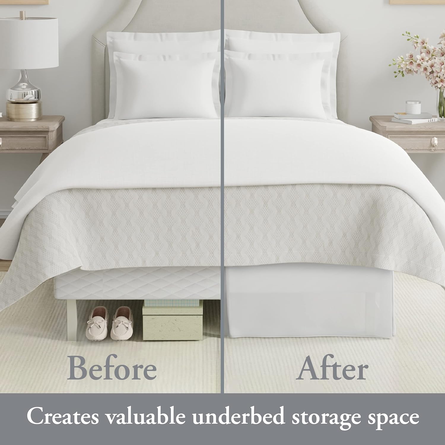 Bed Maker’s Never Lift Your Mattress – Falda de cama clásica de 14 pulgadas de longitud, caída plisada y estilo