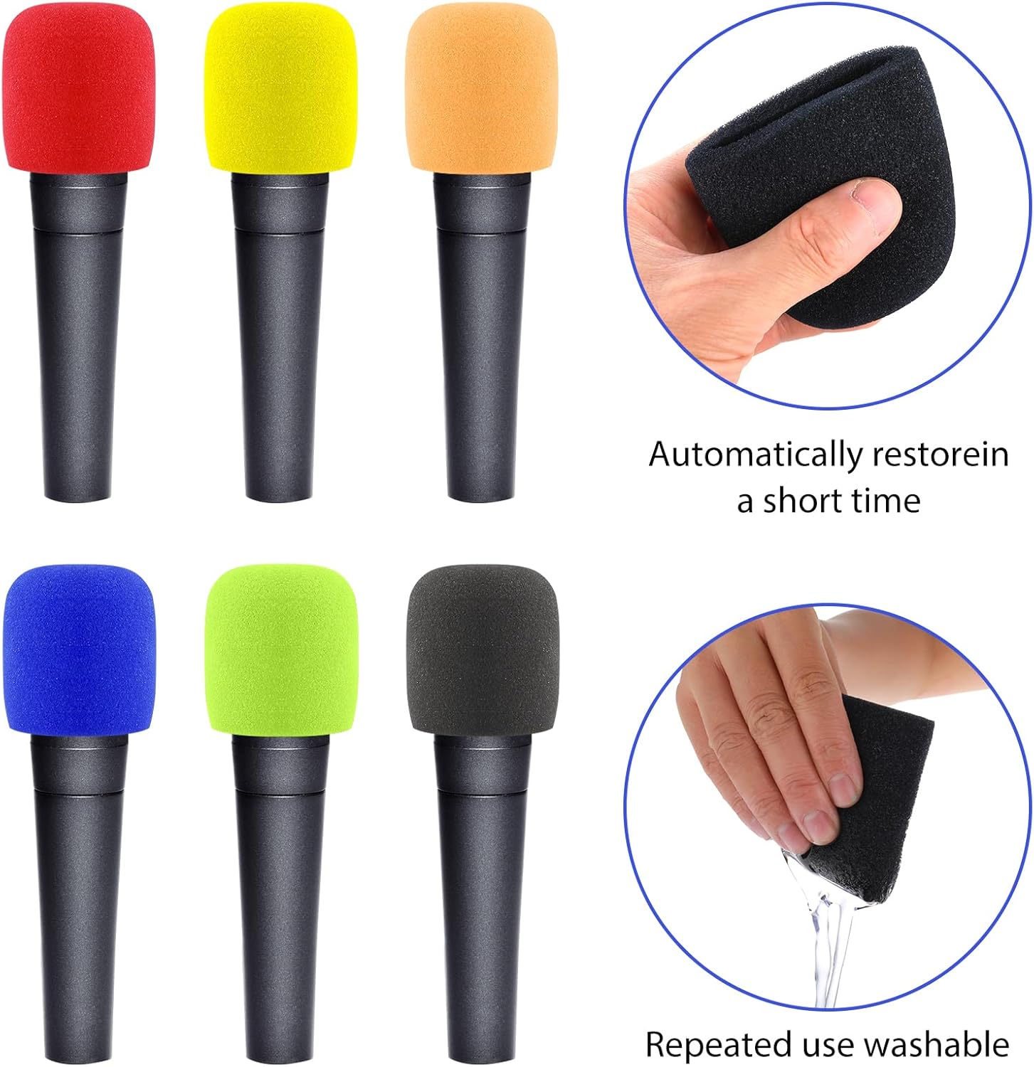 Prasacco Fundas de micrófono de espuma para micrófono, 6 unidades, fundas de micrófono de espuma para micrófono, parabrisas de colores, fundas de