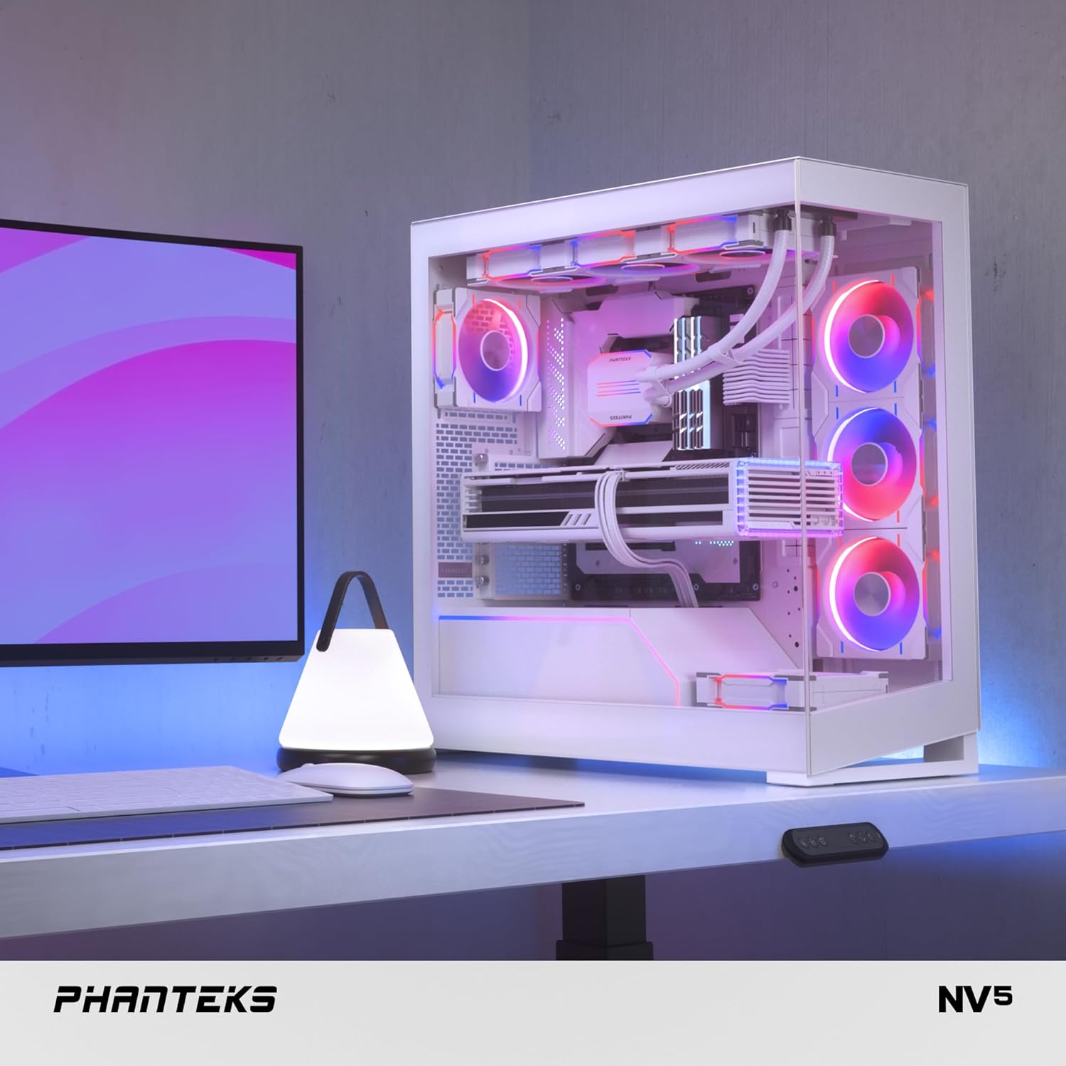 Phanteks NV5 (PH-NV523TG_DMW01) Chasis de media torre para escaparate, alto rendimiento de flujo de aire, iluminación DA-RGB integrada, diseño de