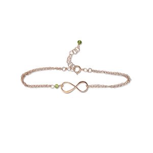 Rose Gold Birthstone Infinity Charm Bracelet – Peridot, Gold Fill, Vermeil – Handmade August Birthday Gift for Her Rose Gold Birthstone Infinity Charm Bracelet – Peridot, Gold Fill, Vermeil – Handmade August Birthday Gift for Her