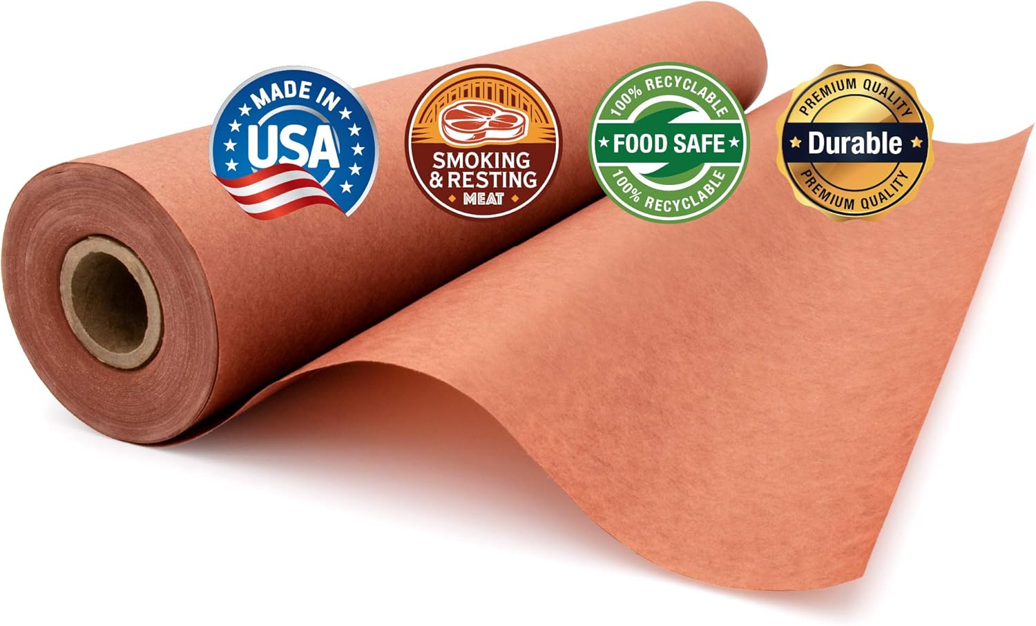 Paper Pro – Rollo de papel de carnicero rosa (24 pulgadas x 175 pies), sin blanquear, sin encerar y sin recubrimiento para ahumar y descansar carne,