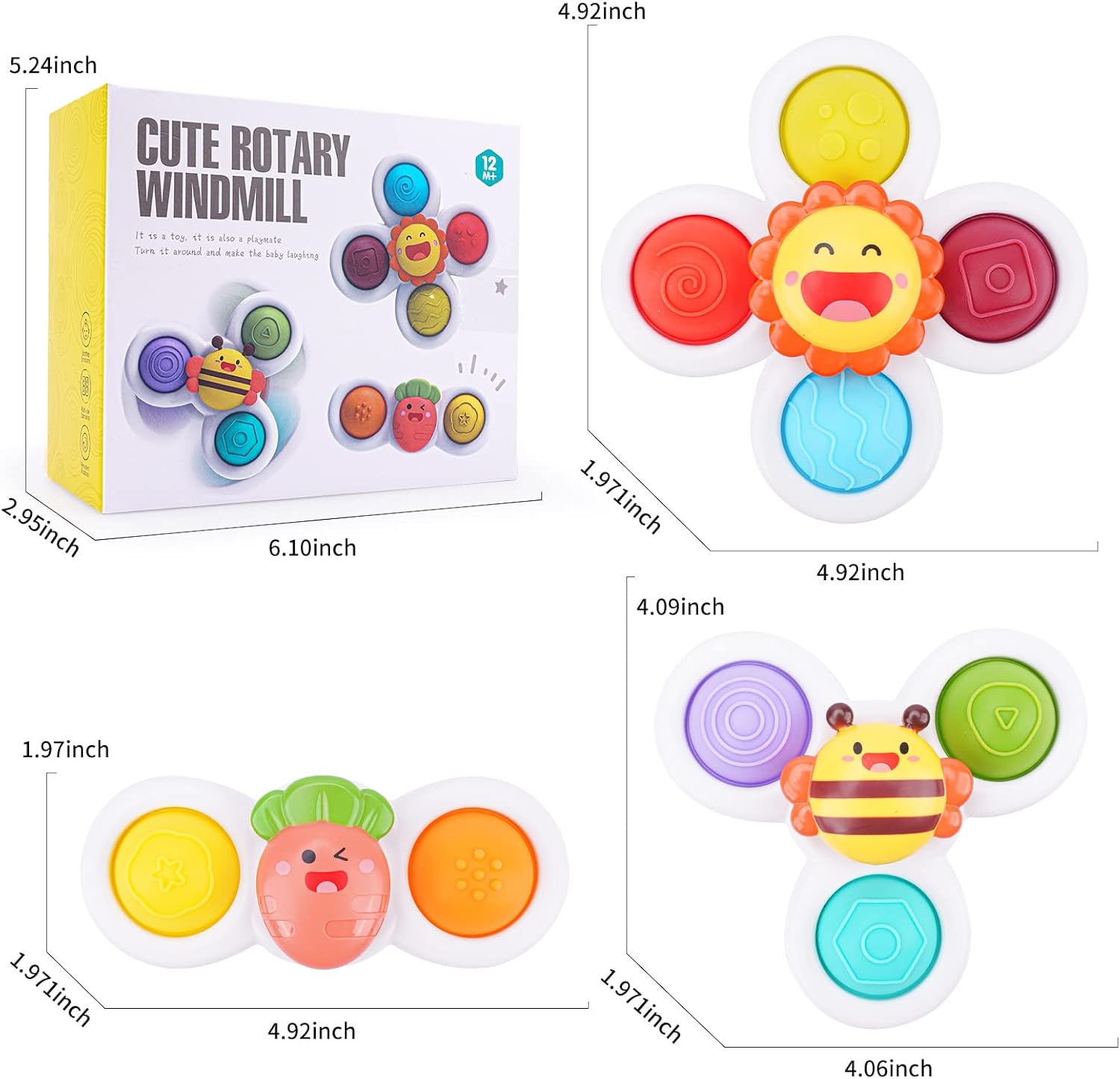 Juguetes sensoriales para niños pequeños de 1 a 3 años, juguete giratorio con ventosa, idea de regalo para bebé para niño y niña