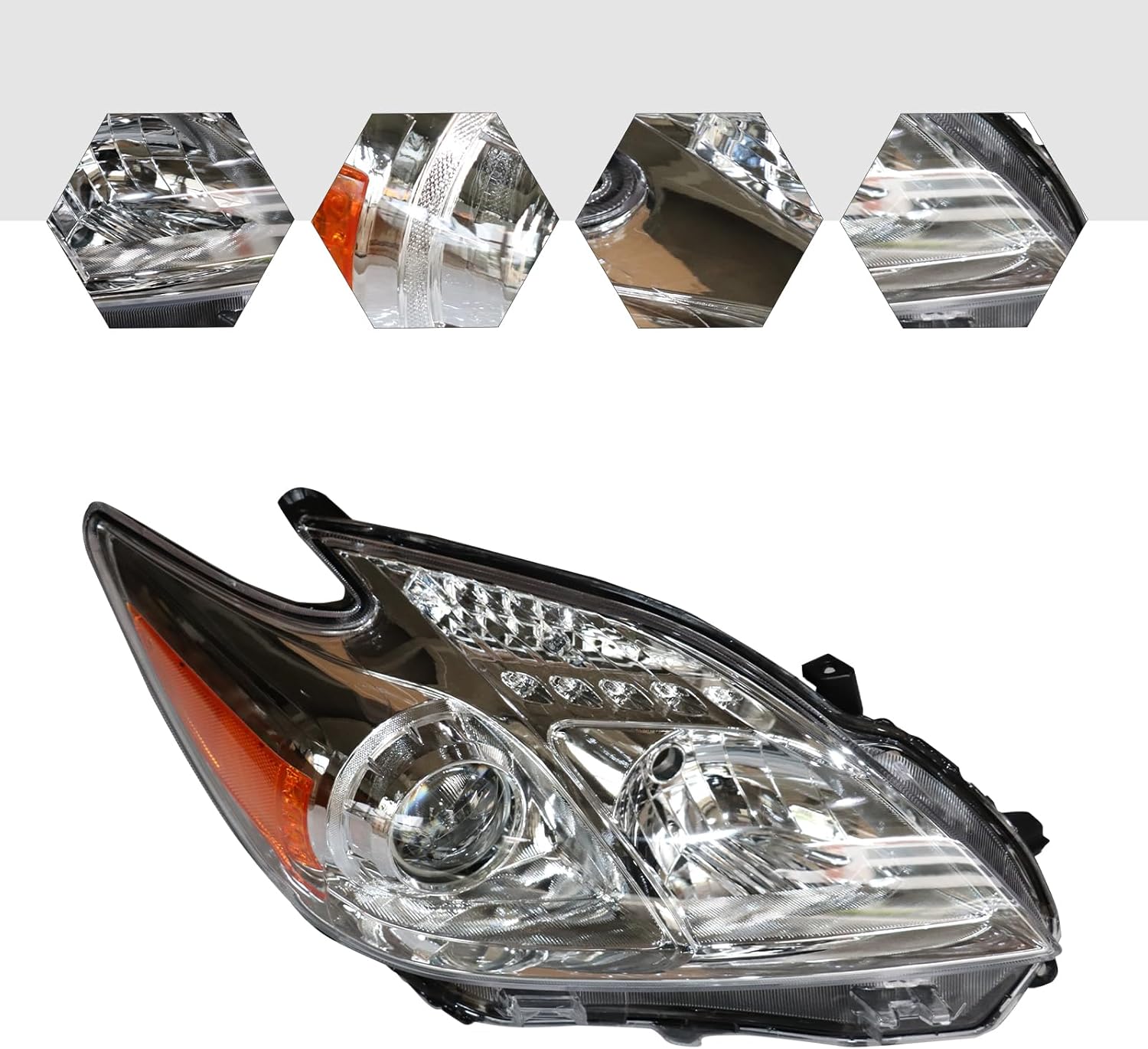 TBVECHI Conjunto de faros delanteros para Toyota Prius 2012-2015 Halógeno Faro derecho de reemplazo del lado del pasajero, lente transparente de