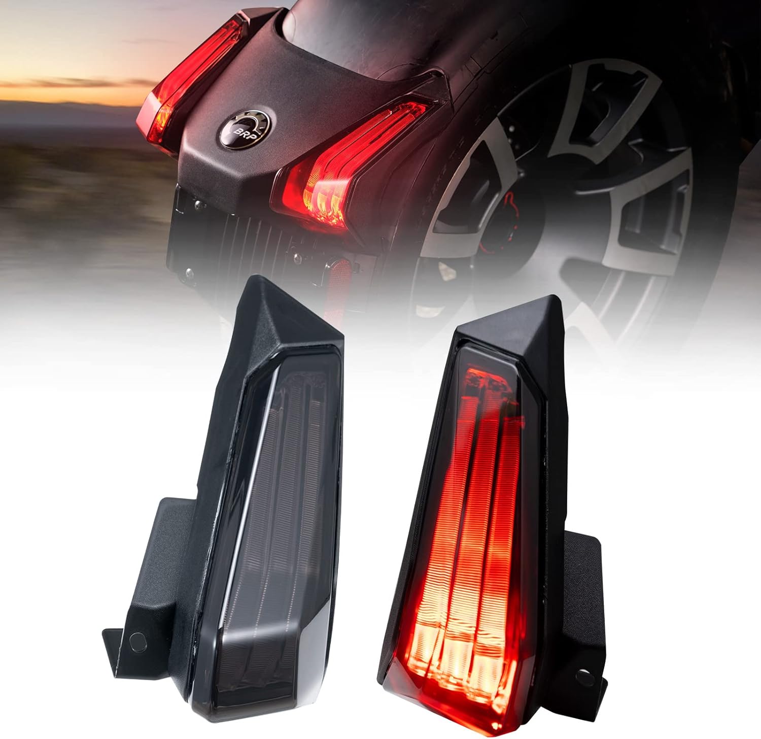 A & UTV PRO Luces traseras LED ahumadas para Can-Am Ryker 600 900 y Ryker Rally 2019-2024, luces traseras de luz de freno para accesorios Ryker,