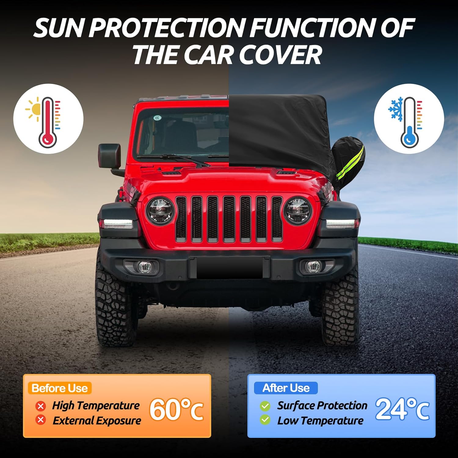 Cubierta de cabina para Jeep Wrangler JK JL de 4 puertas 2007-2023 y superior, fundas para Jeep Wrangler de 4 puertas, impermeables, con cremallera