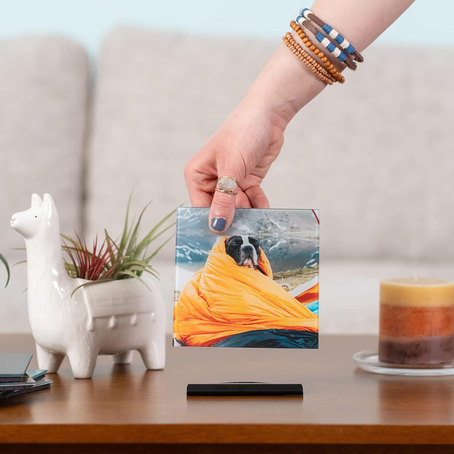 Fracture Impresión fotográfica de vidrio personalizada, 5 x 5 pulgadas, carga tu imagen, cuadrado pequeño