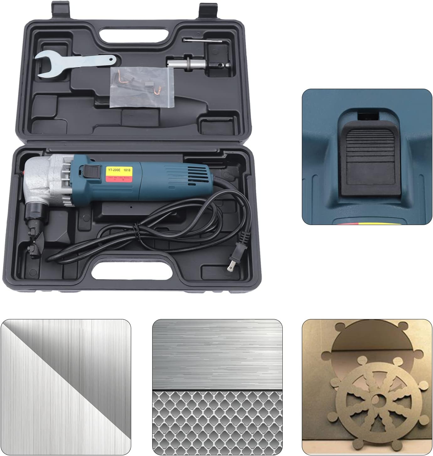 Nibbler eléctrico de 380 W, herramienta de corte de metal, kit de corte de hojas de metal, velocidad del motor de 30000 rpm, herramientas de corte