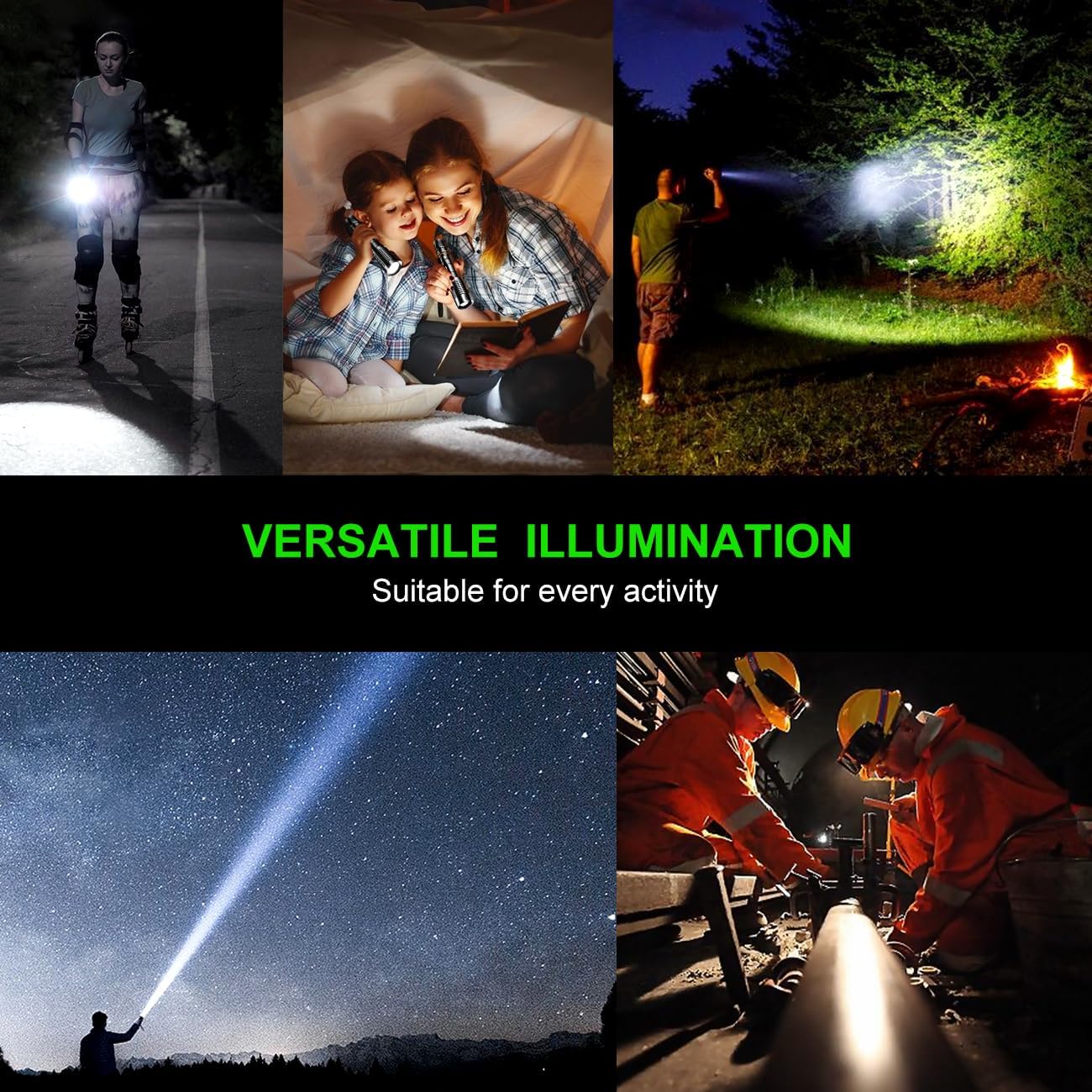 Linterna táctica LED brillante con 5 modos y función de memoria, cargador de batería de litio 18650, linternas recargables para campamento,