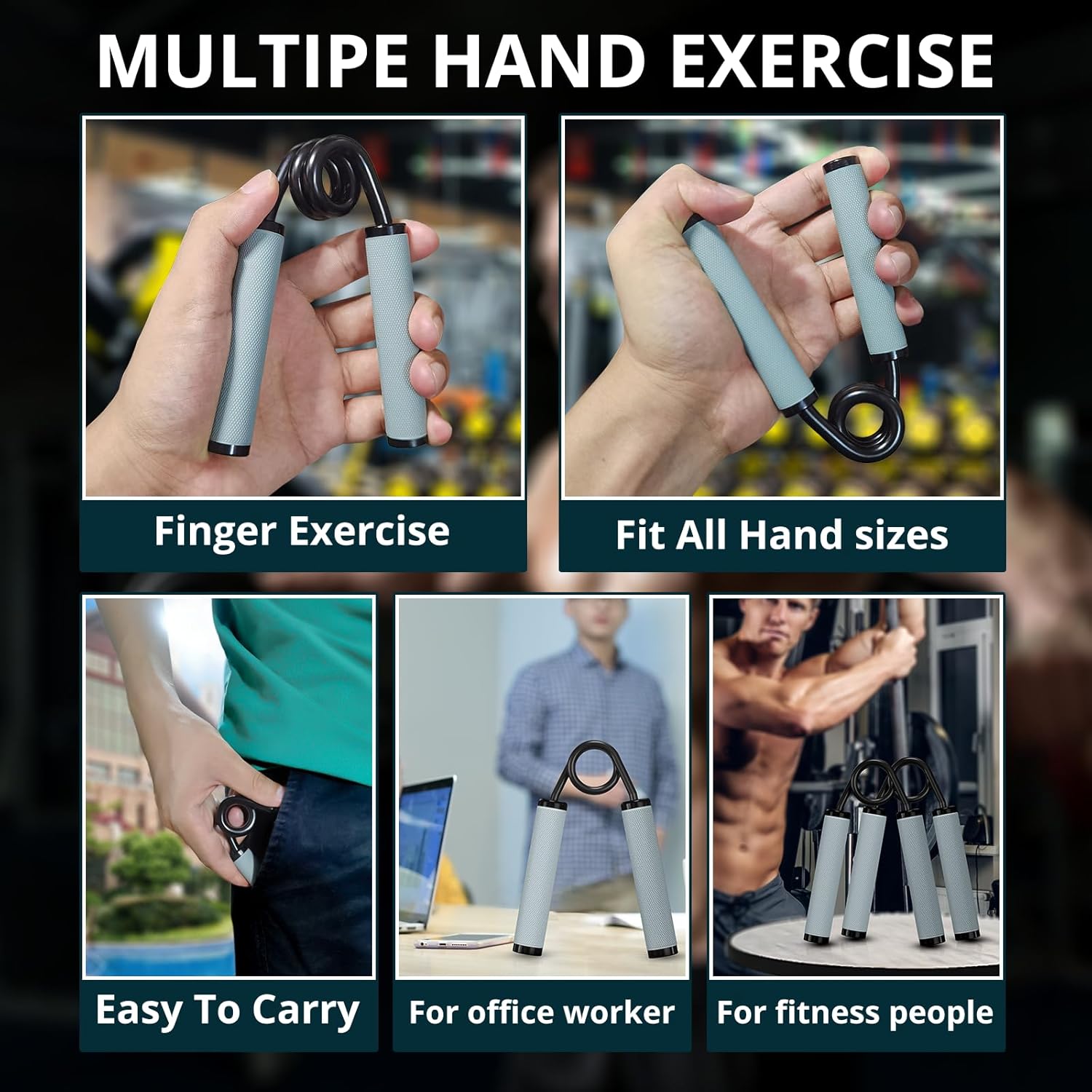 KDG Grip Strength Trainer 4 Pack,50LB-200LB Rubber Metal Hand Grip Strengthener,Non-Slip Forearm Exerciser, Heavy-Duty Hand GripperHand Exerciser