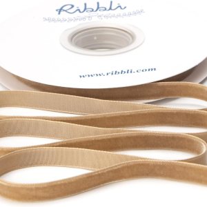 Ribbli Cinta de terciopelo camello de poliéster, carrete continuo de 38 pulgadas, cinta de Navidad para envolver regalos, ramos florales, decoración Ribbli Cinta de terciopelo camello de poliéster, carrete continuo de 38 pulgadas, cinta de Navidad para envolver regalos, ramos florales, decoración