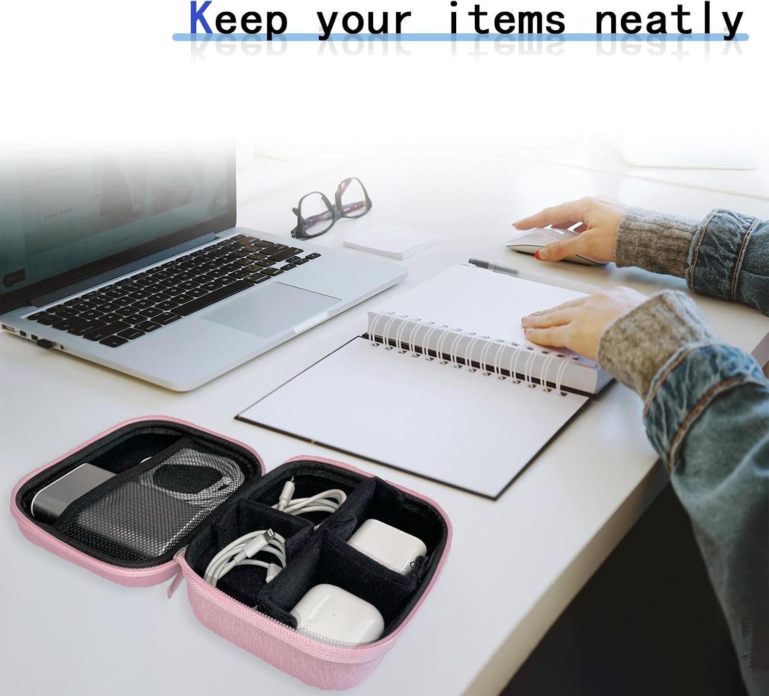 Organizador electrónico de viaje, estuche rígido de viaje pequeño, organizador de cables, bolsa de almacenamiento portátil impermeable para cable,