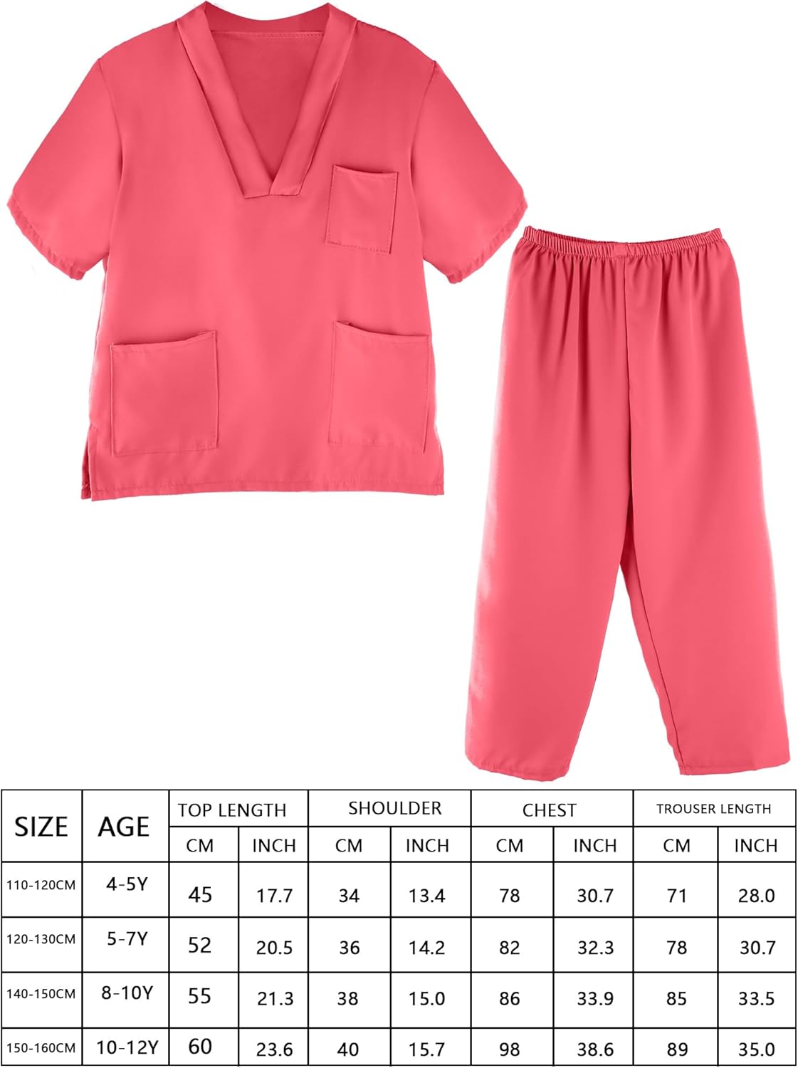 Puteraya Conjunto de disfraz de médico para niños, uniforme quirúrgico para niños y niñas, disfraz de Halloween, cosplay