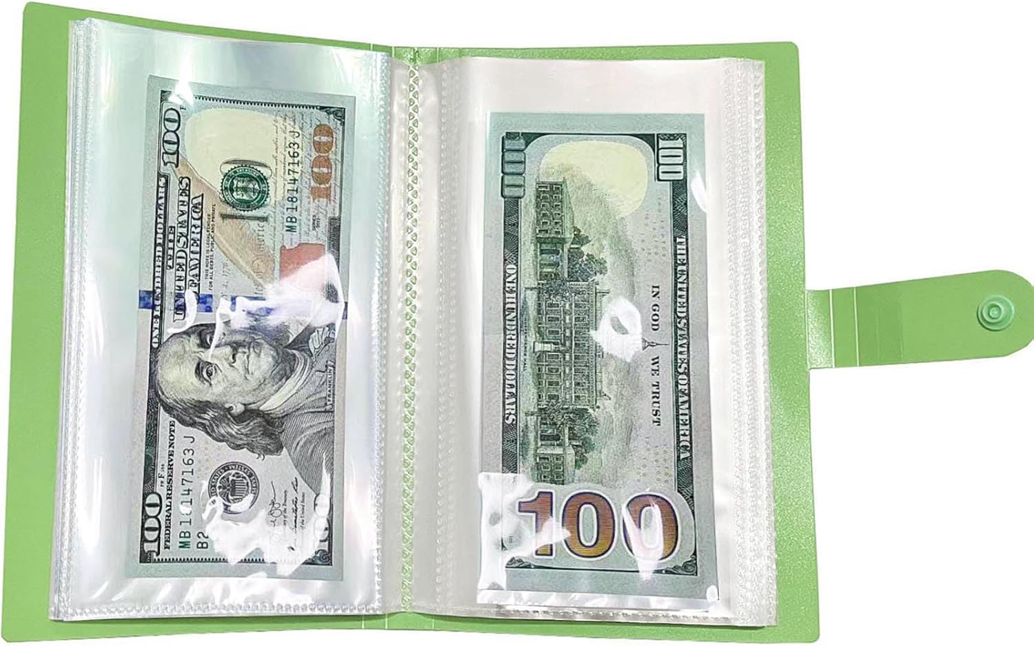 Carpeta de ahorro de dinero, 50 páginas fundas transparentes para monedas, titulares de billetes protector de dinero para billetes conmemorativos,