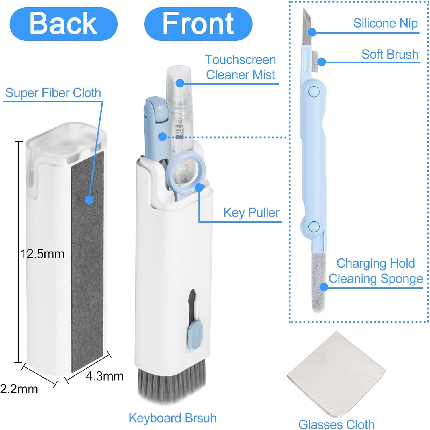 Kit de cepillo limpiador de teclado para pantalla de teléfono portátil para iPhone, iPad, MacBook, PC, computadora DauMeiQH 7 en 1, herramienta de