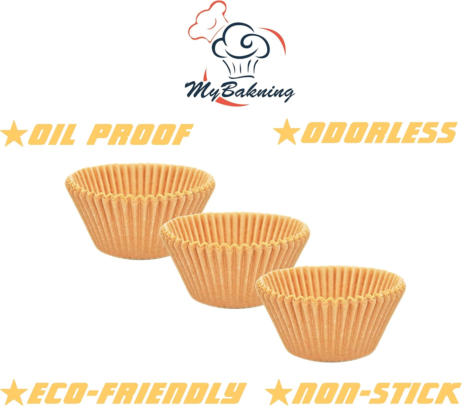 Tazas naturales extra grandes para hornear cupcakes de 2-34 pulgadas (inferior) x 2 pulgadas (profundo) de papel a prueba de grasa de tamaño