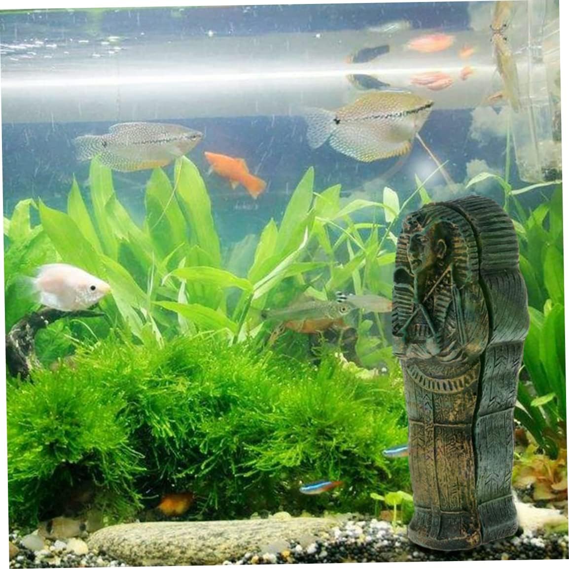 Decoración para pecera, 1 unidad, decoración de acuario, rey egipcio, tutankamón, faraón, sarcófago, ataúd con momia, juego de estatuillas de