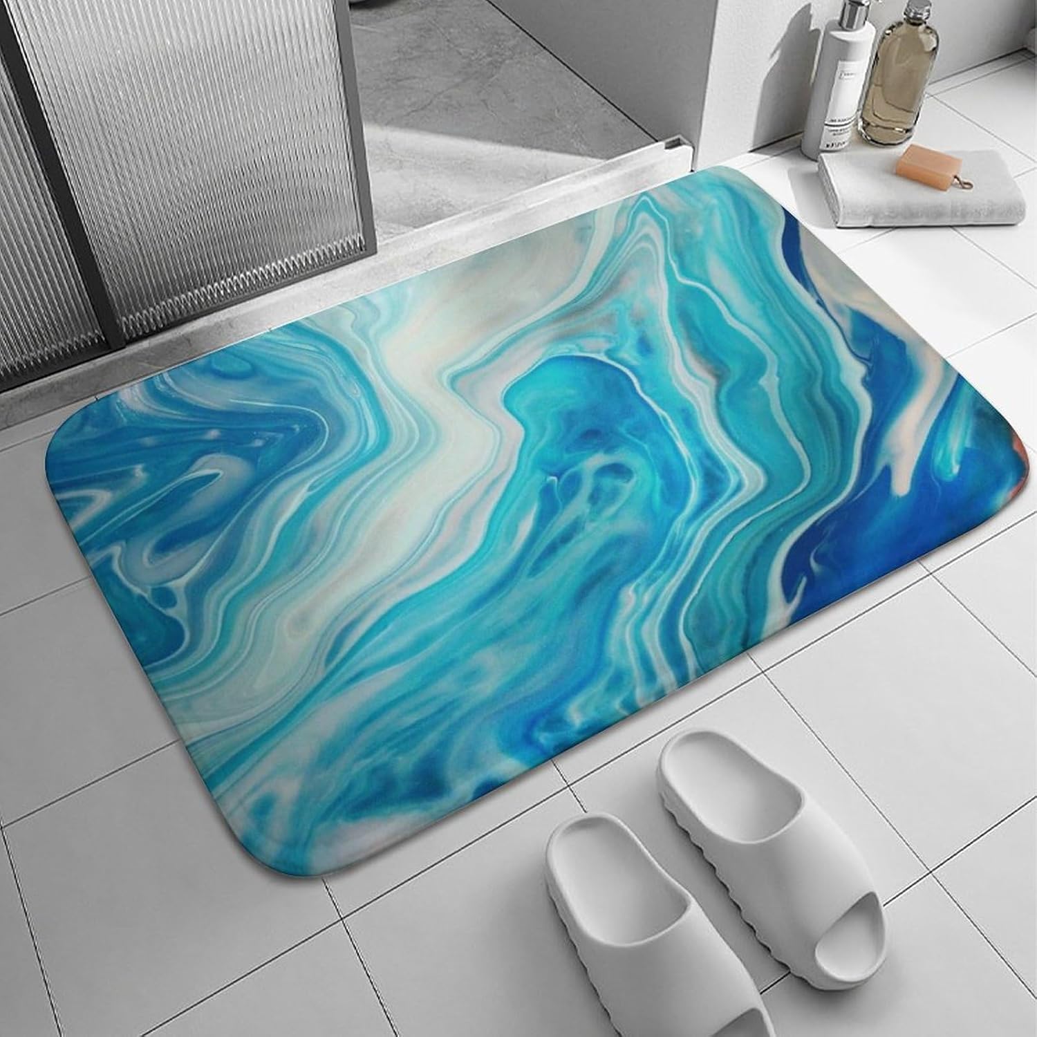 Tapete de baño para baño, súper absorbente, de secado rápido, con parte trasera de goma, antideslizante, de diatomita, 20 x 32 pulgadas