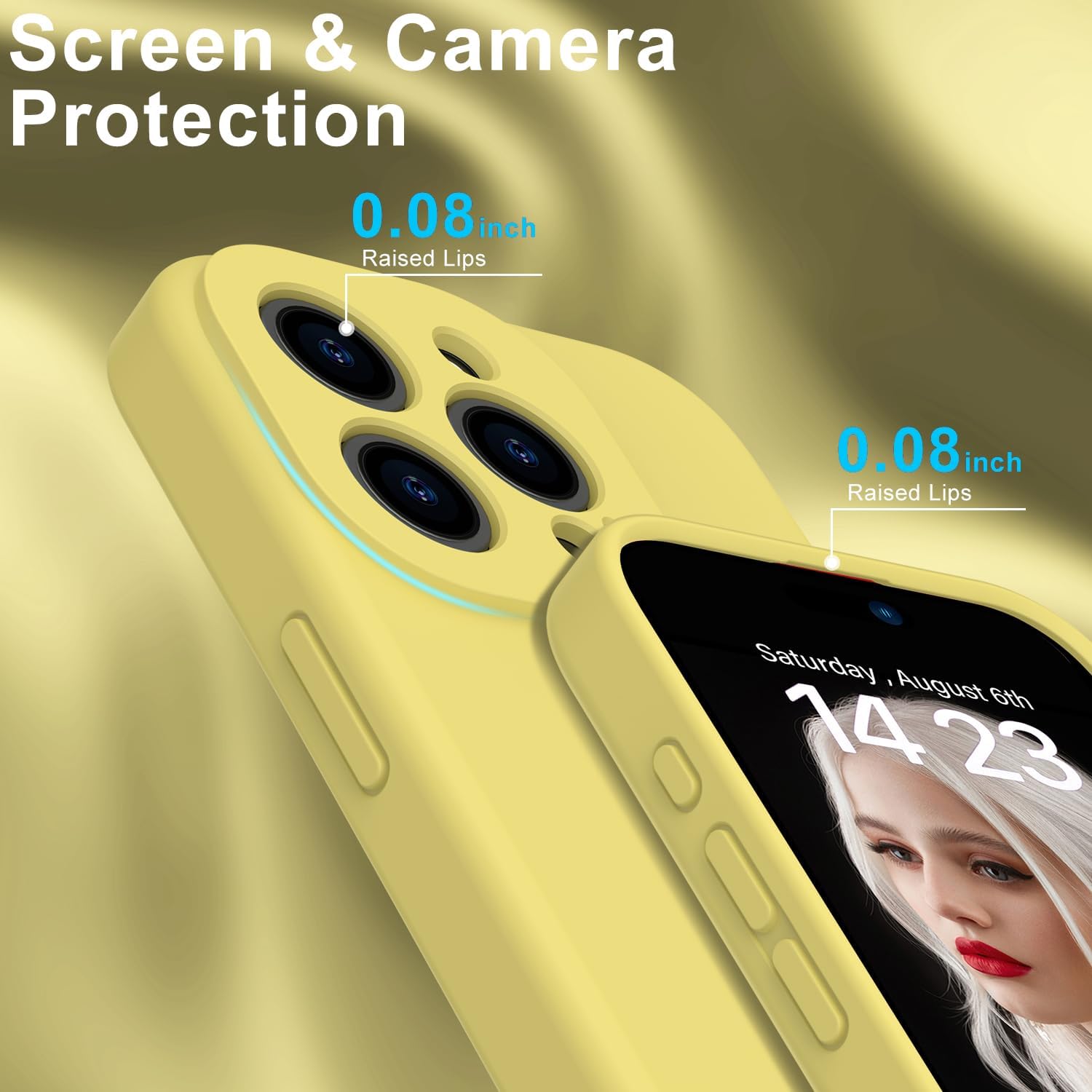 DEENAKIN Funda diseñada para iPhone 15 Pro Max con protector de pantalla, protección mejorada de la cámara, funda de silicona suave al tacto de la